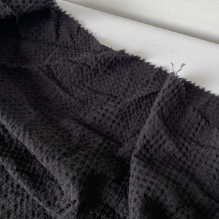 Japanese Fashion Designer Solid Black Non-Stretch Cotton Linen Blended Dobby Jacquard DS16656