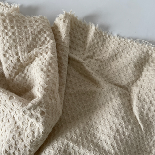Japanese Fashion Designer Solid Off-White Non-Stretch Cotton Linen Blended Dobby Jacquard DS16657