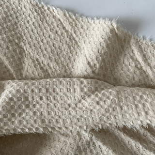 Japanese Fashion Designer Solid Off-White Non-Stretch Cotton Linen Blended Dobby Jacquard DS16657