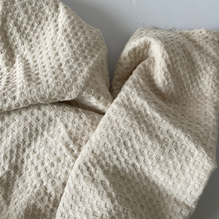 Japanese Fashion Designer Solid Off-White Non-Stretch Cotton Linen Blended Dobby Jacquard DS16657