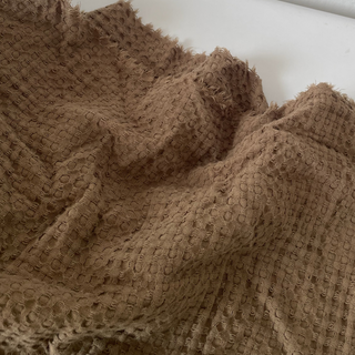 Japanese Fashion Designer Solid Brown Non-Stretch Cotton Linen Blended Dobby Jacquard DS16658