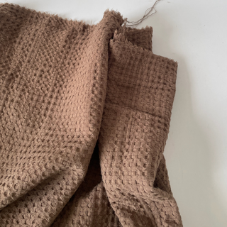 Japanese Fashion Designer Solid Brown Non-Stretch Cotton Linen Blended Dobby Jacquard DS16658
