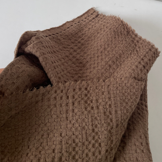 Japanese Fashion Designer Solid Brown Non-Stretch Cotton Linen Blended Dobby Jacquard DS16658