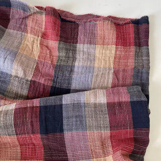 Japanese Designer Plaid Red Non-Stretch Double Faced Cotton Double Gauze DS16661