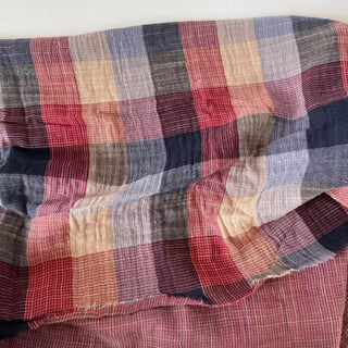 Japanese Designer Plaid Red Non-Stretch Double Faced Cotton Double Gauze DS16661