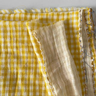 Korean Designer Gingham Yellow Non-Stretch Cotton Double Gauze DS16662