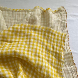Korean Designer Gingham Yellow Non-Stretch Cotton Double Gauze DS16662