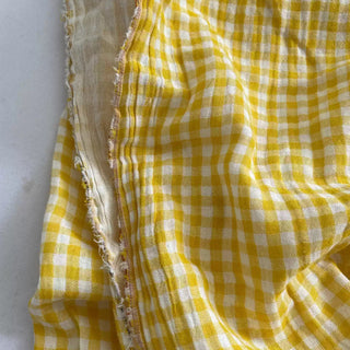 Korean Designer Gingham Yellow Non-Stretch Cotton Double Gauze DS16662