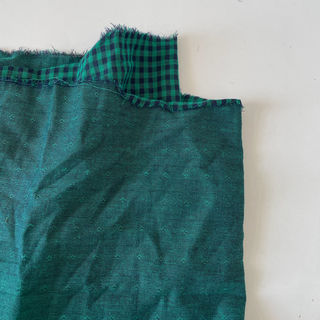 Japanese Designer Gingham Green Non-Stretch Double Faced Cotton Double Gauze DS16663