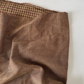 Japanese Designer Gingham Brown Non-Stretch Double Faced Cotton Double Gauze DS16664