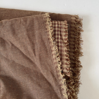 Japanese Designer Gingham Brown Non-Stretch Double Faced Cotton Double Gauze DS16664