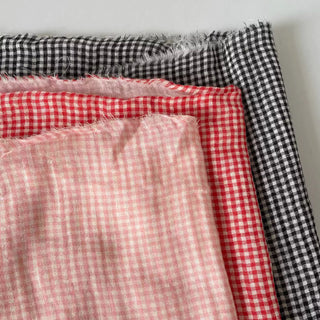 Korean Designer Gingham Pink Non-Stretch Cotton Double Gauze DS16678