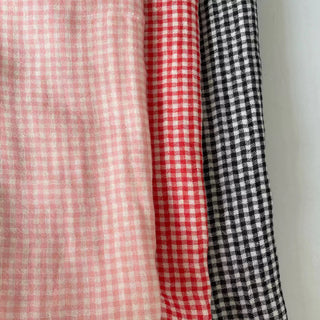 Korean Designer Gingham Pink Non-Stretch Cotton Double Gauze DS16678