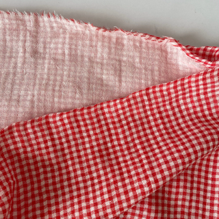 Korean Designer Gingham Pink Non-Stretch Cotton Double Gauze DS16678