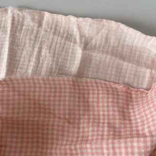 Korean Designer Gingham Pink Non-Stretch Cotton Double Gauze DS16678