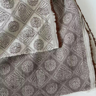 Japanese Designer Geometric Brown Non-Stretch Cotton Dobby Jacquard DS16682