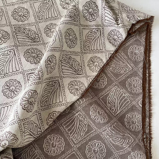 Japanese Designer Geometric Brown Non-Stretch Cotton Dobby Jacquard DS16682