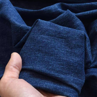 Yardblox Exclusive Italian Luxury Designer Solid Blue Non-Stretch Washed Cotton Denim Twill DS18506