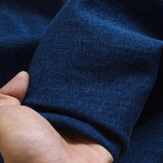 Yardblox Exclusive KUROKI Solid Blue Stretch Washed Cotton Selvedge Denim Twill DS18507