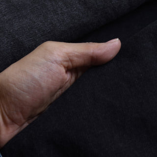 Yardblox Exclusive Italian Luxury Designer Solid Black Non-Stretch Cotton Denim Twill DS18509