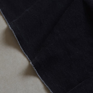 Yardblox Exclusive Italian Luxury Designer Solid Black Non-Stretch Cotton Denim Twill DS18509