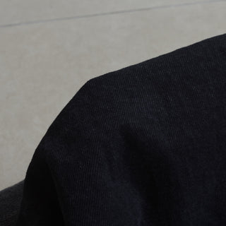 Yardblox Exclusive Italian Luxury Designer Solid Black Non-Stretch Cotton Denim Twill DS18509