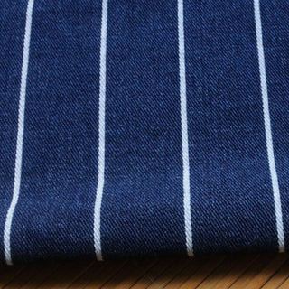 Yardblox Exclusive Italian Luxury Designer Stripes Blue Non-Stretch Washed Cotton Denim Twill DS18510
