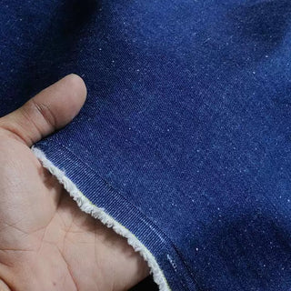 Yardblox Exclusive Italian Luxury Designer Solid Blue Stretch Enzyme Washed Cotton Denim Twill DS18511