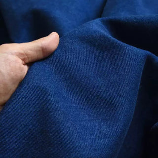 Yardblox Exclusive Italian Luxury Designer Solid Blue Non-Stretch Washed Cotton Denim Twill DS18512