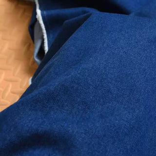 Yardblox Exclusive Italian Luxury Designer Solid Blue Non-Stretch Washed Cotton Denim Twill DS18512