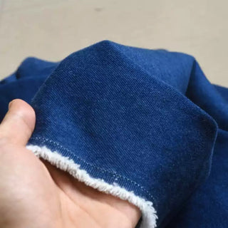 Yardblox Exclusive Italian Luxury Designer Solid Blue Non-Stretch Washed Cotton Denim Twill DS18512