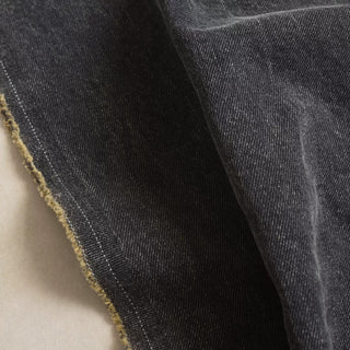 Yardblox Exclusive Italian Luxury Designer Solid Black Non-Stretch Cotton Denim Twill DS18513