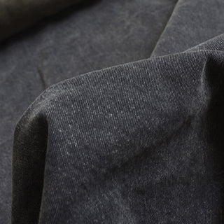 Yardblox Exclusive Italian Luxury Designer Solid Black Non-Stretch Cotton Denim Twill DS18514