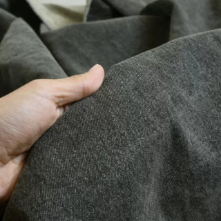 Yardblox Exclusive Italian Luxury Designer Solid Black Non-Stretch Cotton Denim Twill DS18514