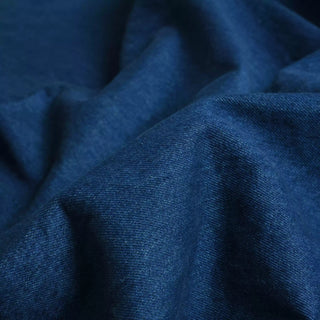 Yardblox Exclusive Italian Luxury Designer Solid Blue Non-Stretch Cotton Denim Twill DS18517