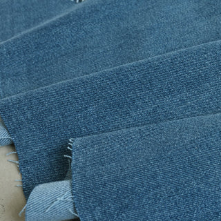 Yardblox Exclusive Italian Luxury Designer Solid Blue Stretch Cotton Denim Twill DS18522