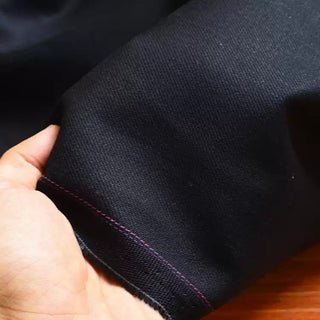 Yardblox Exclusive Japanese Luxury Designer Solid Black Non-Stretch Raw / Untreated Cotton Modal Blended Denim Twill DS18526