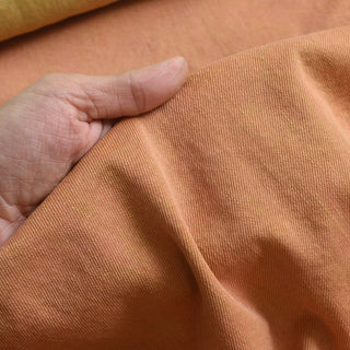 Yardblox Exclusive Japanese Luxury Designer Solid Orange Non-Stretch Washed Cotton Bull Denim Twill DS18539