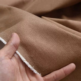 Yardblox Exclusive Made in Turkey ORTA Solid Brown Non-Stretch Raw / Untreated Cotton Bull Denim Twill DS18548