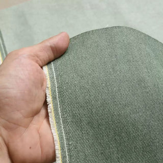 Yardblox Exclusive Made in Turkey ORTA Solid Green Non-Stretch Raw / Untreated Cotton Bull Denim Twill DS18549