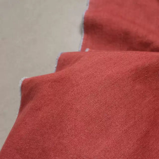 Yardblox Exclusive Japanese Luxury Designer Solid Red Non-Stretch Washed Cotton Bull Denim Twill DS18550