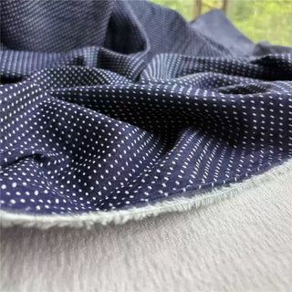 Japanese Designer Polka Dot Blue Non-Stretch Cotton Jacquard Denim Twill DS18616