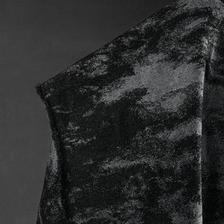 Japanese Designer Abstract Black Non-Stretch Washed Cotton Jacquard Denim Twill DS18622