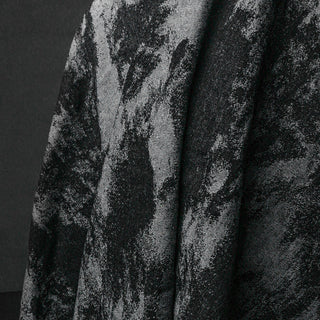 Japanese Designer Abstract Black Non-Stretch Washed Cotton Jacquard Denim Twill DS18622