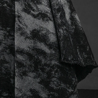 Japanese Designer Abstract Black Non-Stretch Washed Cotton Jacquard Denim Twill DS18622
