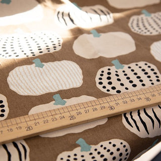 Yardblox Exclusive Made in Japan KOBAYASHI Fruits and Vegetables Brown Non-Stretch Softened Cotton Oxford Canvas DS20501