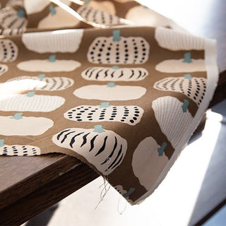 Yardblox Exclusive Made in Japan KOBAYASHI Fruits and Vegetables Brown Non-Stretch Softened Cotton Oxford Canvas DS20501