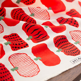 Yardblox Exclusive Made in Japan KOBAYASHI Fruits and Vegetables Red Non-Stretch Softened Cotton Oxford Canvas DS20502