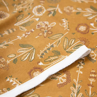 Made in Japan HOKKOH Floral Yellow Non-Stretch Cotton Pinwale Corduroy DS20503