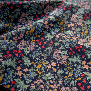 Made in Japan HOKKOH Floral Blue Non-Stretch Cotton Pinwale Corduroy DS20512